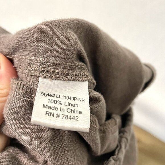 Allen Allen 100% Linen Cropped Culottes Pull-On Pants Brown size Medium Petite - Picture 6 of 6